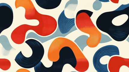 Abstract cute textile pattern featuring retro colored loops Seamless background design