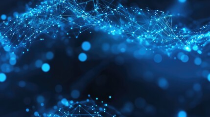 Abstract blue digital technology background featuring communication lines and a grid with dots