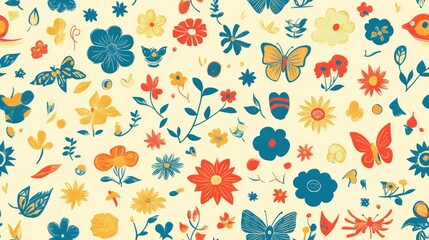 Obraz premium A repeated icon like ornament in a children s themed textile design