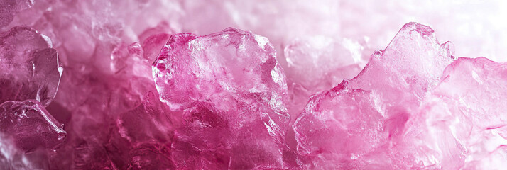Fototapeta premium Pink ice fractal background with copy space on wide wallpaper