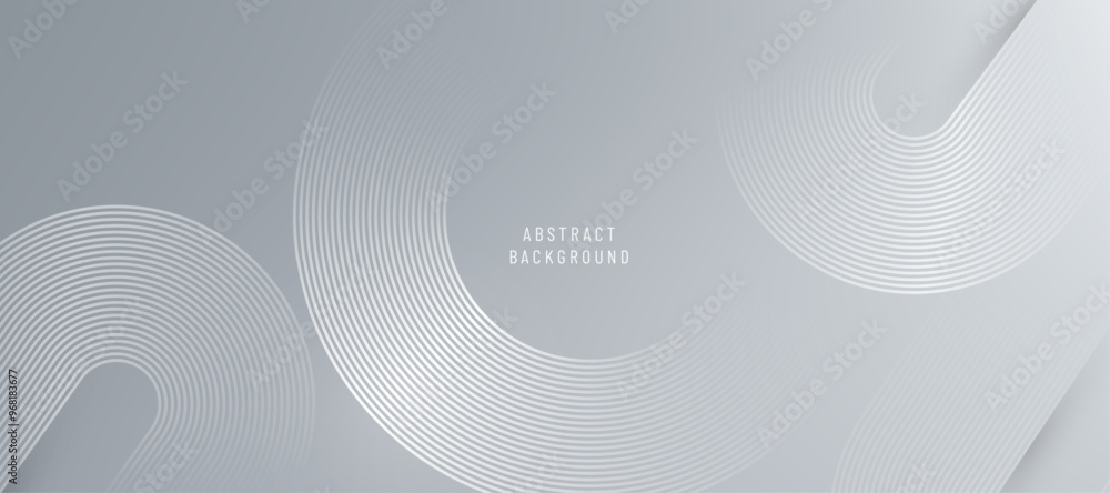 Poster circle lines abstract vector background. minimal geometric circular grey pattern. technology 3d medi