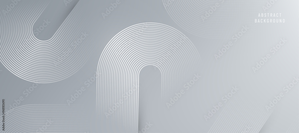Poster circle lines arch abstract vector background. minimal geometric circular grey pattern. technology 3d