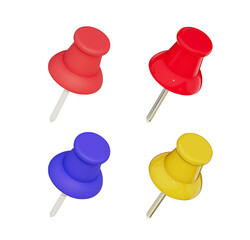 Set of 3d render pinboard, push pin icon,note needle, paper clip.