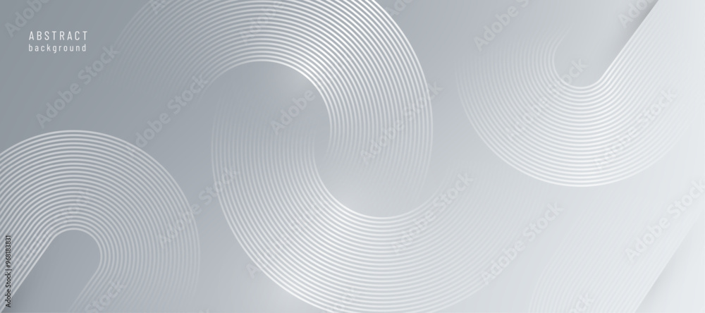 Poster circle lines abstract vector background. minimal geometric circular grey pattern. technology 3d medi