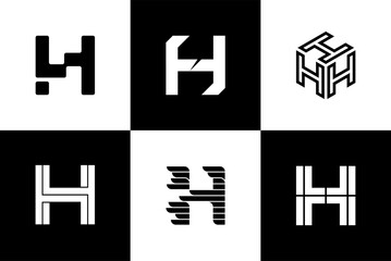 Letter H, font and logo design, vector illustration.