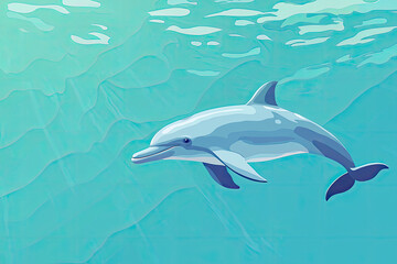 Fototapeta premium A dolphin swimming through clear blue water, showcasing its grace and beauty