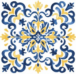 Fototapeta premium Classic Vietri tile from the Amalfi Coast, Italian, with lemons and decorations