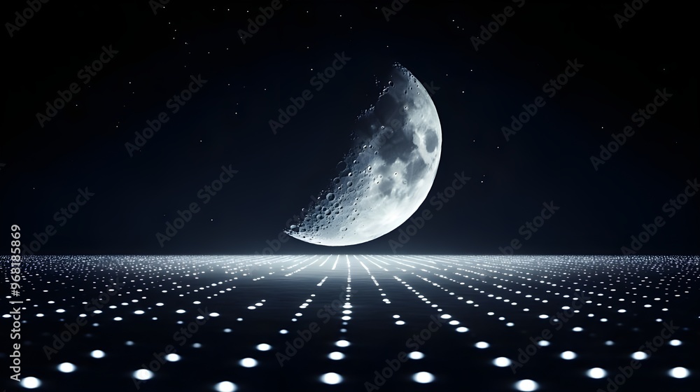 Poster glowing half moon dark with lighting pattern background image