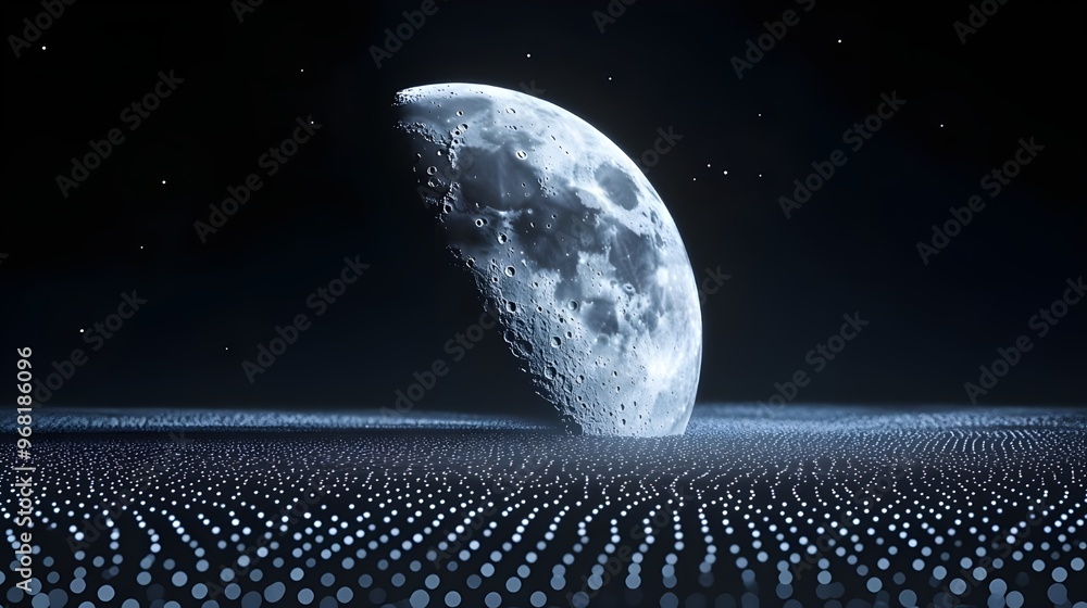 Poster illuminated half moon with dark lighting pattern effect image