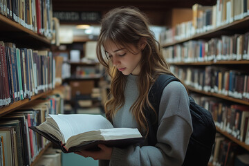 A student packing up their study materials after a long session in the library, ready to head back to their dorm.