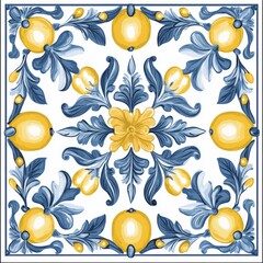 Classic Vietri tile from the Amalfi Coast, Italian, with lemons and decorations