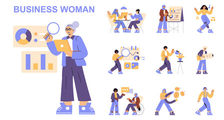 Business Woman. Flat Vector Illustration