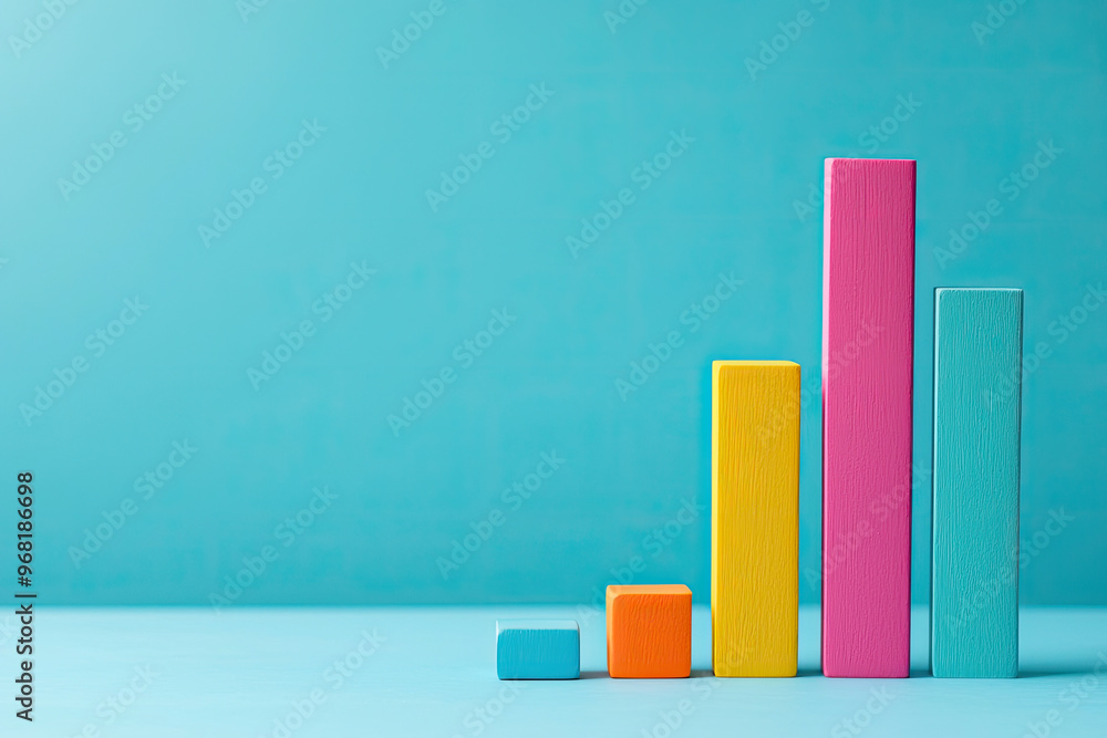 Poster colorful bar chart representing profits with minimalistic design