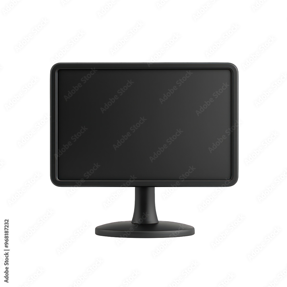 Poster a sleek black computer monitor with a minimalist design, perfect for modern workspaces and digital s