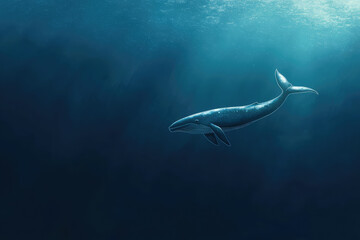 Fototapeta premium A serene whale swimming gracefully in deep ocean waters
