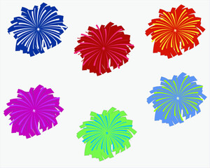 Set of multicolored pom-poms vector.
