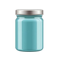 A sleek, empty turquoise jar with a silver lid ideal for storage or decoration in any setting. transparent background