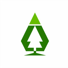 Obraz premium Pine tree logo design with diamond concept.