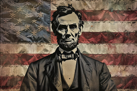 A man is standing in front of an American flag