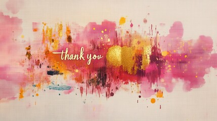 A vibrant thank you design features abstract watercolor splashes in warm colors, expressing heartfelt appreciation and positivity