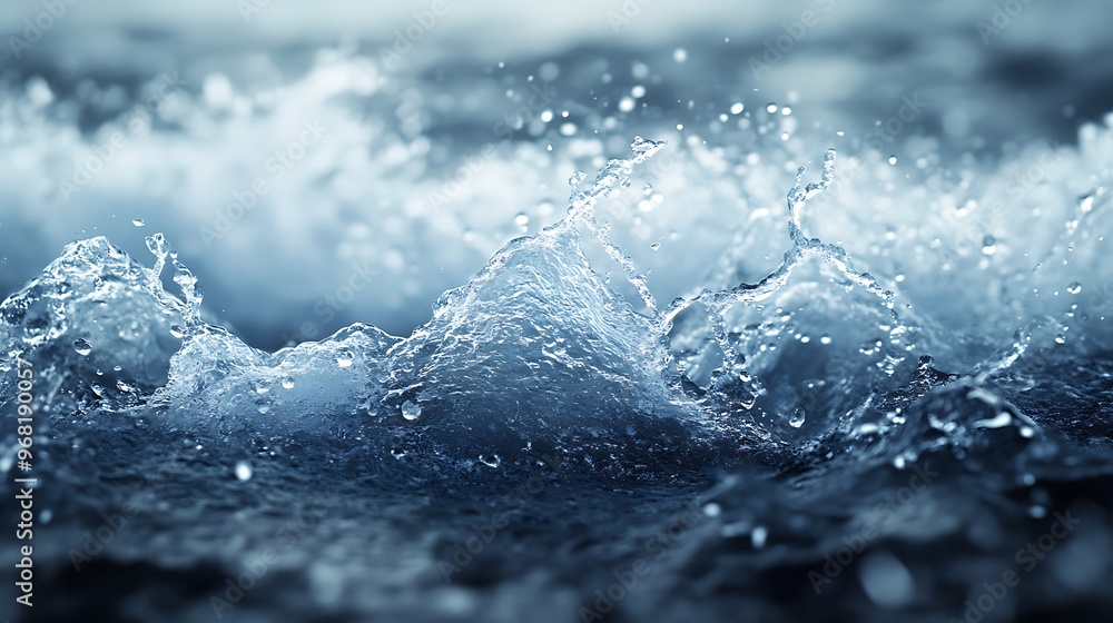 Aufkleber close-up of water splashing and creating a wave.
