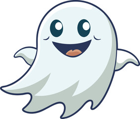Vector Halloween Ghost Icon on Transparent Background for Spooky Designs .