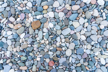 Small sea stones, gravel. Background. Textures