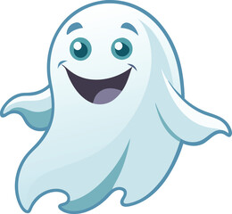 Vector Halloween Ghost Icon on Transparent Background for Spooky Designs .