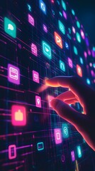 Obraz premium Technology, AI, WIFI Networks, Abstract Image, Texture, Pattern Background, Wallpaper, Smartphone Cover and Screen, PC, Laptop, 9:16 and 16:9 Format