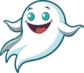 Vector Halloween Ghost Icon on Transparent Background for Spooky Designs .