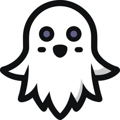 Vector Halloween Ghost Icon on Transparent Background for Spooky Designs .