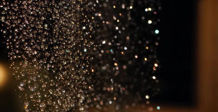 Shiny glitter halograohic background, beautiful luxury premium background in motion of shiny diamond particles, copy space