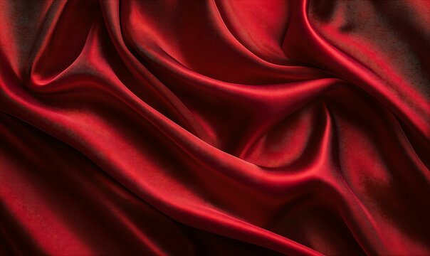Red cloth waves. dark red color fabric with soft waves. Abstract red fabric wavy folds. Modern luxury silk wave drapes background.