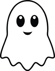 Vector Halloween Ghost Icon on Transparent Background for Spooky Designs .
