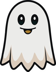 Vector Halloween Ghost Icon on Transparent Background for Spooky Designs .