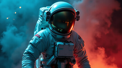 Astronaut Walking Towards Viewer with Dramatic Lighting