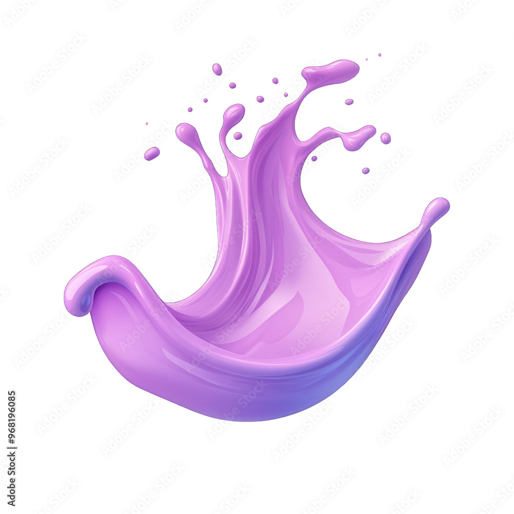Poster a vibrant splash of purple liquid creating dynamic shapes and forms, evoking creativity and fluidity
