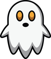 Vector Halloween Ghost Icon on Transparent Background for Spooky Designs .