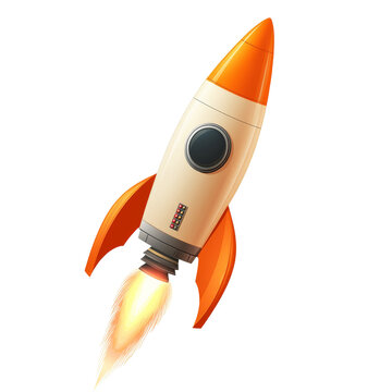 Rocket launching against a white background, transparent