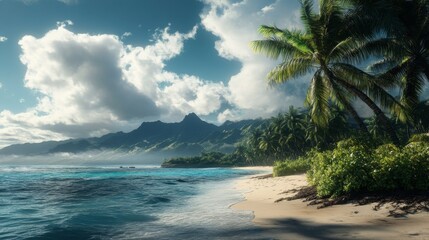 beach with palm trees