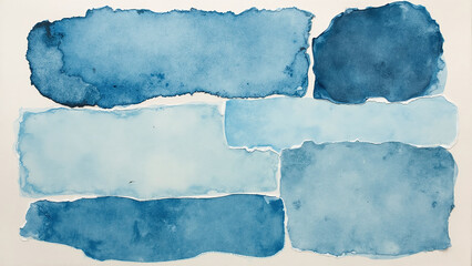 Fototapeta premium Torn Paper Layers with Blue Watercolor Gradient