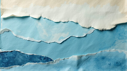 Fototapeta premium Torn Paper Layers with Blue Watercolor Gradient