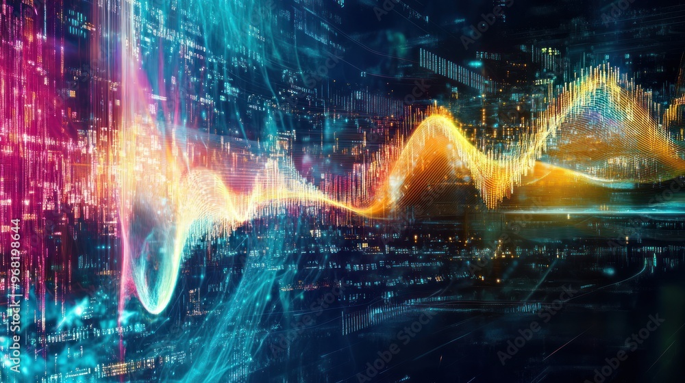 Poster abstract digital waveform - technology and data