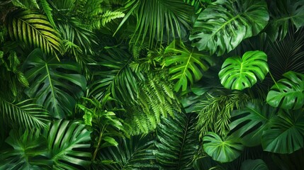 Fototapeta premium Tropical Green Foliage Background