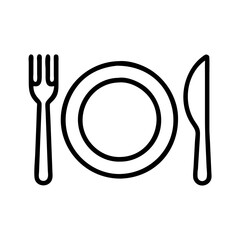 Cutlery and plate icon on a simple background