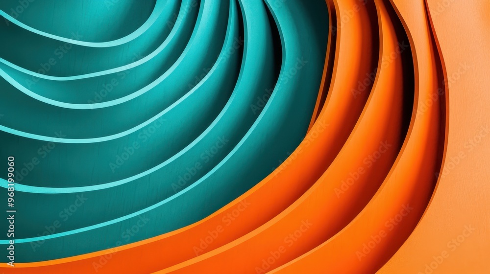 Aufkleber vibrant abstract background featuring layered curves in teal and orange. modern design for graphic p