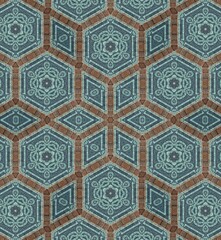 seamless pattern using a tiled pattern in blues and browns 