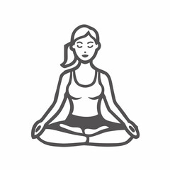 Fototapeta premium Calm woman practicing yoga in a meditative pose on a simple background