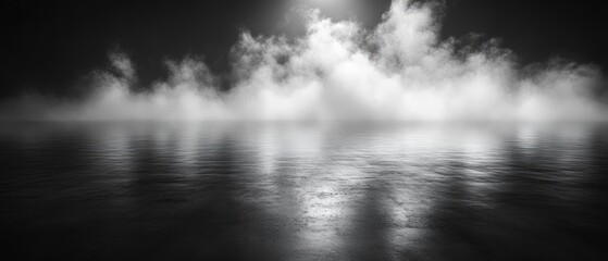Fototapeta premium Abstract Black and White Image of Fog Over Water