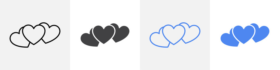 3 hearts icon vector set use for web ui or app